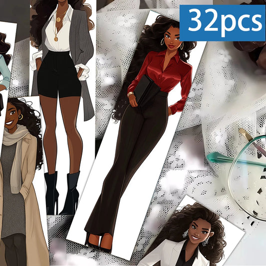 32pcs, Black Women Bookmarks, Christmas, Halloween, suitable for teachers, readers, and book lovers, birthday gifts.