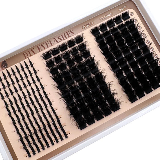 300D-60DLash Clusters With Spikes & Bottom Lashes Fluffy Volume Manga Natural Spiky Cluster Manga Lash D Curl Individual Lashes