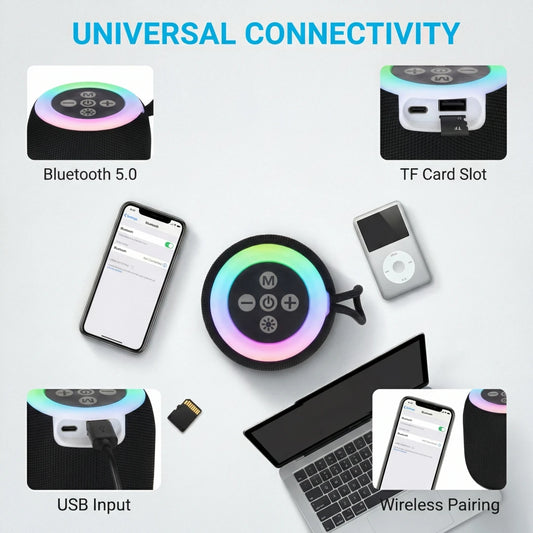 Portable Bluetooth Speaker ,Wireless Speakers with Lights, Travel Essentials Valentines Birthday Gifts for Men Women Boys Girls