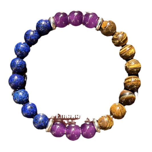 Stone Beads Bracelet Amethyst Tiger Eye Crystal Quartz Agate Gem Beads Bangles Women Reiki Healling Jewelry Gift Mens Bracelet