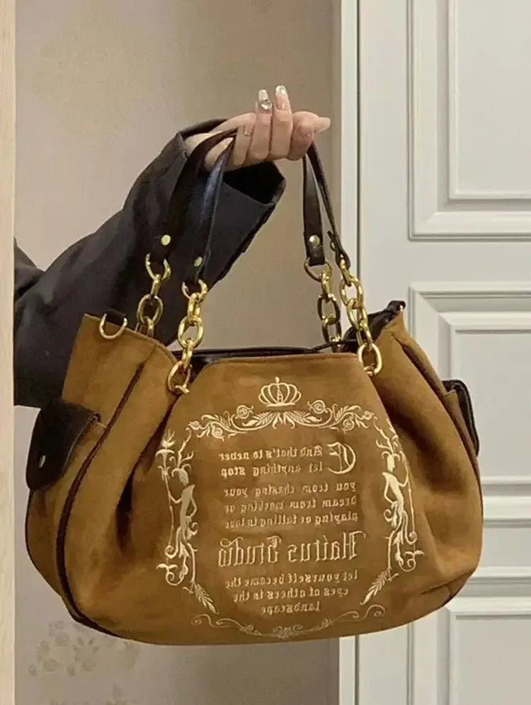Vintage Letter Y2k Handbag Women Gothic Large Capacity Casual Crossbody Bag Purse Female Harajuku Aesthetic The Tote Bag