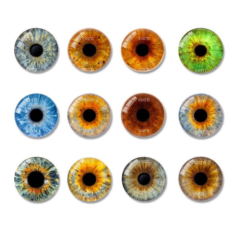 20pcs 8mm-20mm New Fashion Eyes Mixed Handmade Photo Glass Cabochons Pattern Flat glass eyes with round pupils Supplies