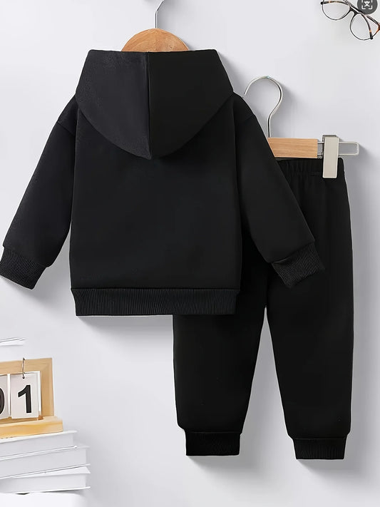 Newborn Baby Boy Fleece Sweatshirt And Fashion Casual Sports Pants Set 'Dad Little Baby' Print Autumn Winter Gift Set