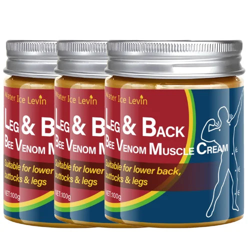 Leg & Back Bee Venom Muscle Cream for Lower Back, Buttocks & Legs - Moisturizing, Protective Formula for Elastic Skin.