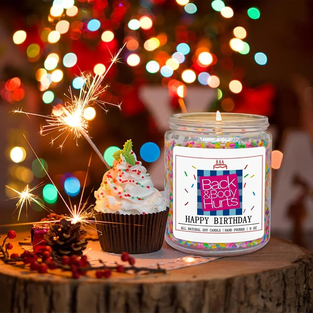 Birthday Candles Gift for Her and Him, Unique Best Friend Gift Ideas - Back & Body Hurts Happy Birthday Candle
