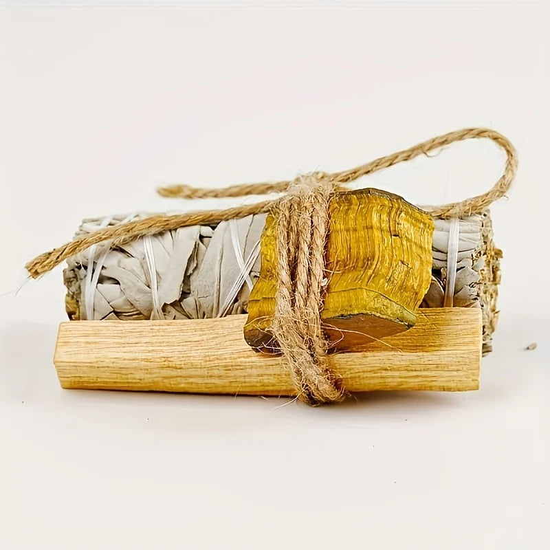 A Set Consisting of 1pc of Stone, White Sage,And Peruvian Golden Wood,Ideal for House Cleaning.It Makes a Great Gift for Parents