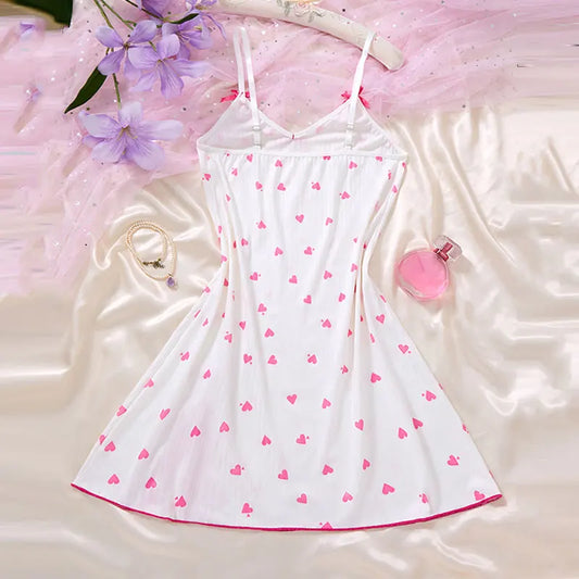 Heart Print Nightgown & Thong Set