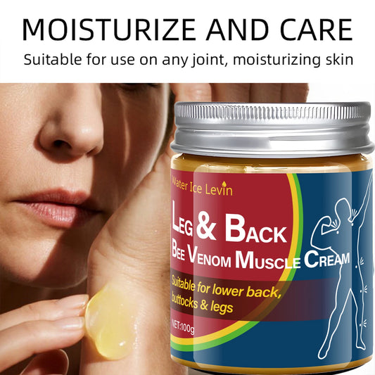 Leg & Back Bee Venom Muscle Cream for Lower Back, Buttocks & Legs - Moisturizing, Protective Formula for Elastic Skin.