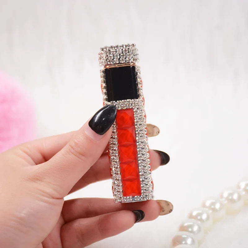 Rhinestone Touch Screen Lighter With Diamond Usb Charging Mute Cigarette Lighter Personality Ladies Lighter Windproof Gadget