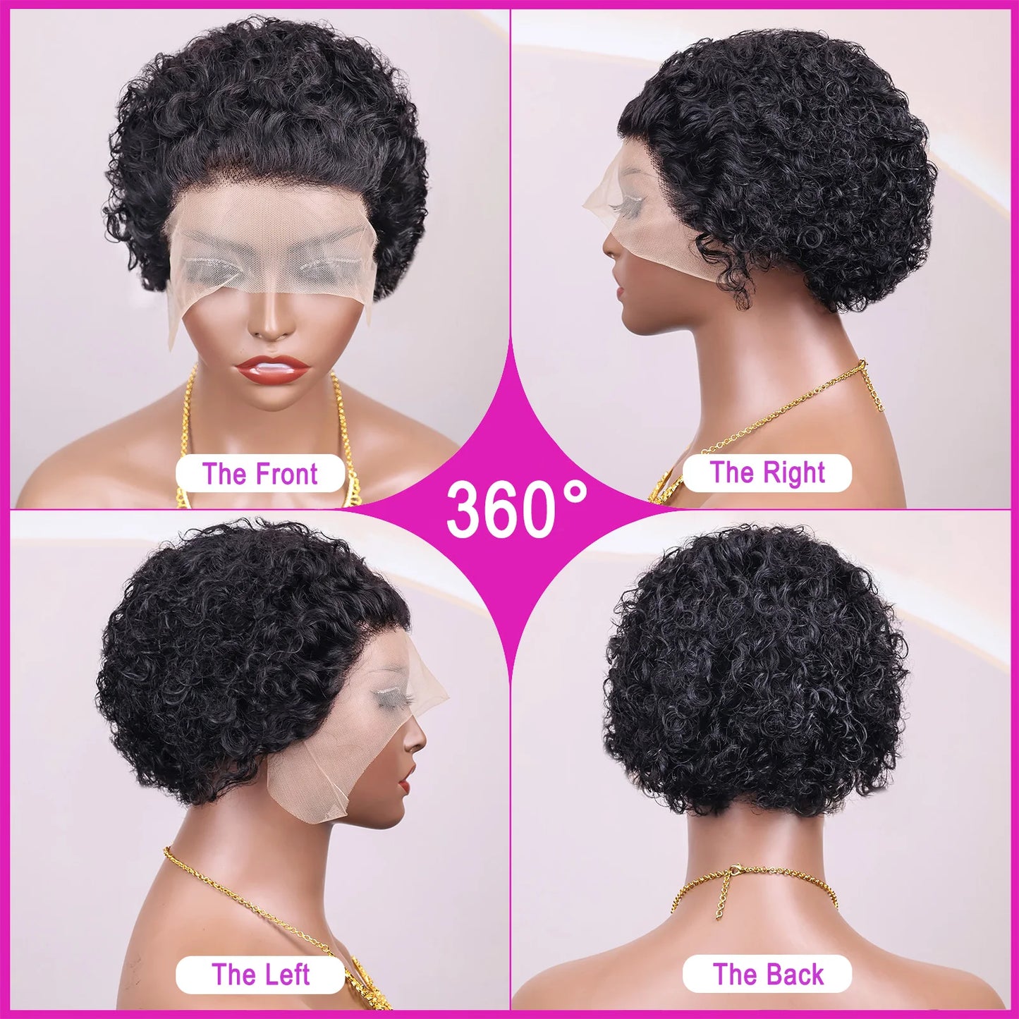 Pixie Cut Wigs Human Hair Short Curly Lace Front Human Hair Wigs Brazilian 13x1 Transparent Lace Wigs Water Wave Bob Wig