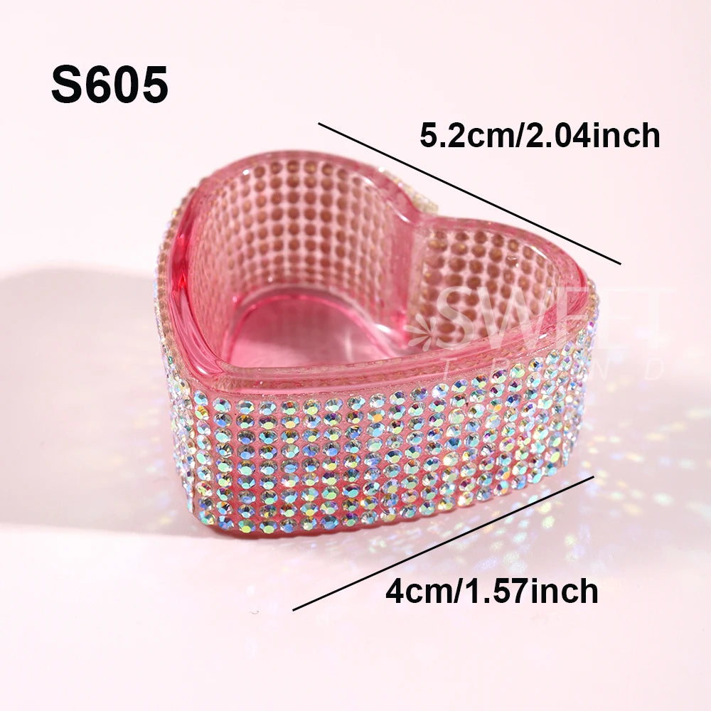 SWEET TREND-1pc Crystal Glass AB Diamond Acrylic Nail Cup Nail Brushs Powder Liquid Dappen Dish Cup Cleaning Container Tools