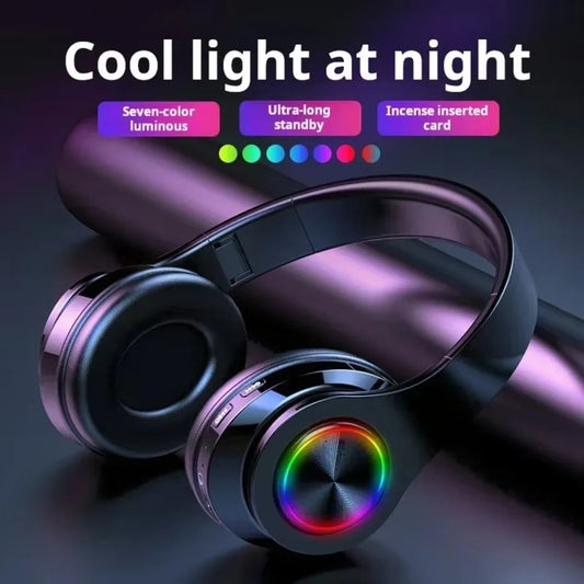 Wireless Gaming Headset with Colorful LED Lights