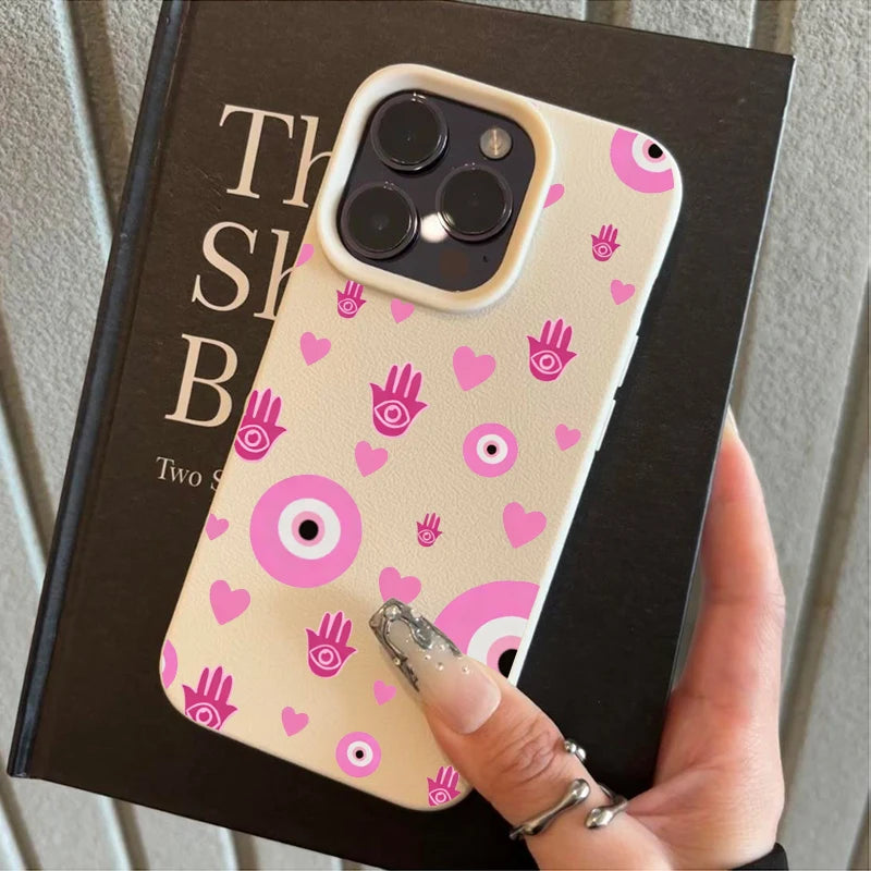 Pink Hamsa Evil Eye Pattern Phone Case