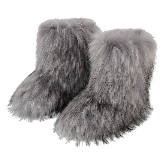 New Winter Fur Onepiece Raccoon Fur Female Snow Boots Fur Shoes Outdoor Mid Leg Boots