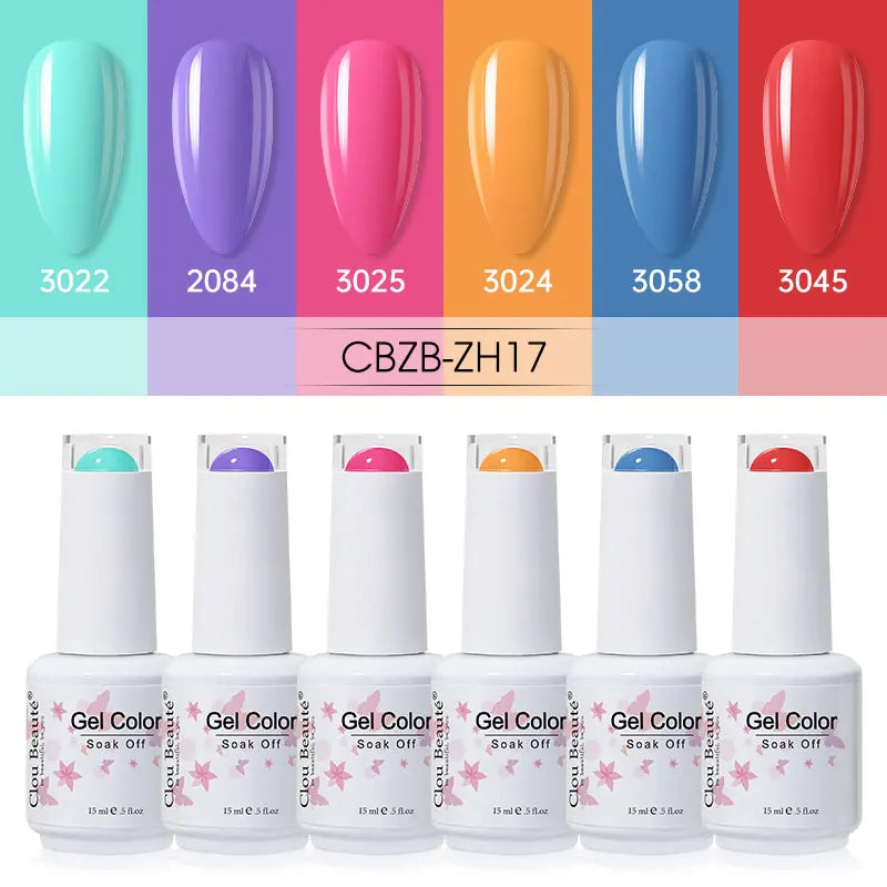 Clou Beaute 6/8pcs 15ml UV Nail Gel Colors Polish Set Summer Pretty Sugar Pink Red Neon Professional Nail Art Manicure Kit Gift