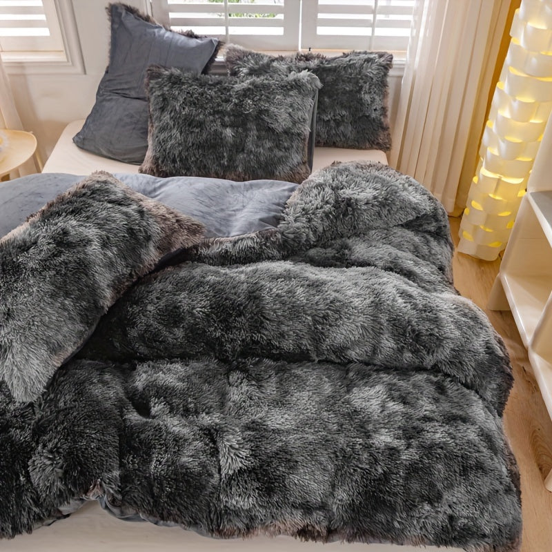 [Tie Dye Duvet Set] 3pcs Y2K Tie Dye Plush Duvet Cover Set - Soft & Warm Bedding Set - 1 Duvet Cover + 2 Pillowcase
