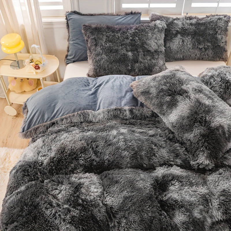 [Tie Dye Duvet Set] 3pcs Y2K Tie Dye Plush Duvet Cover Set - Soft & Warm Bedding Set - 1 Duvet Cover + 2 Pillowcase