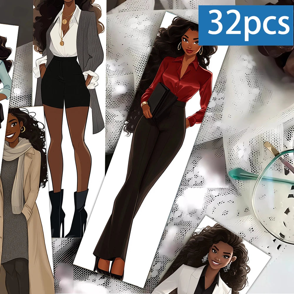 32pcs, Black Women Bookmarks, Christmas, Halloween, suitable for teachers, readers, and book lovers, birthday gifts.