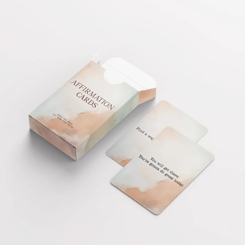 1Pcs Soft Pastel Affirmation Cards Deck, Daily Positive Quotes for Self-Love & Mindfulness, Calming Watercolor Style Cards for Inner Peace & Mental Wellness