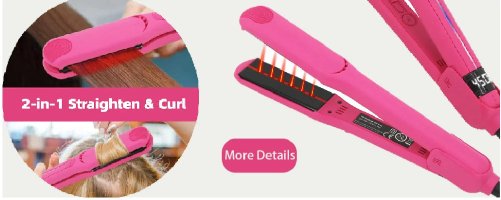 Professional Hair Straightener Rhinestone Flat Iron Titanium Dual Voltage 2 Inch LCD Display Hair Tools for Styling