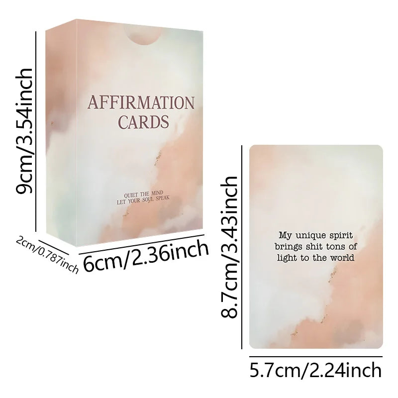 1Pcs Soft Pastel Affirmation Cards Deck, Daily Positive Quotes for Self-Love & Mindfulness, Calming Watercolor Style Cards for Inner Peace & Mental Wellness