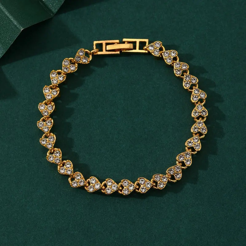 Luxury Roman Crystal Geometric Chain Bracelets for Women Trendy Full Rhinestone Charm Bangles Jewelry