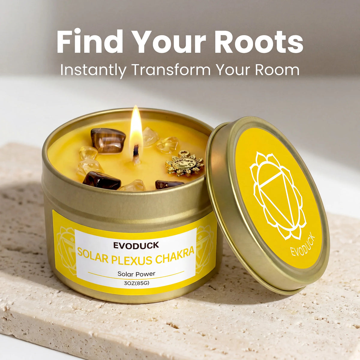 Rosemary Solar Plexus Chakra Candle, Meditation Aromatherapy Candle for Confidence Focus Relaxation Yoga Decor Home Decor Gift