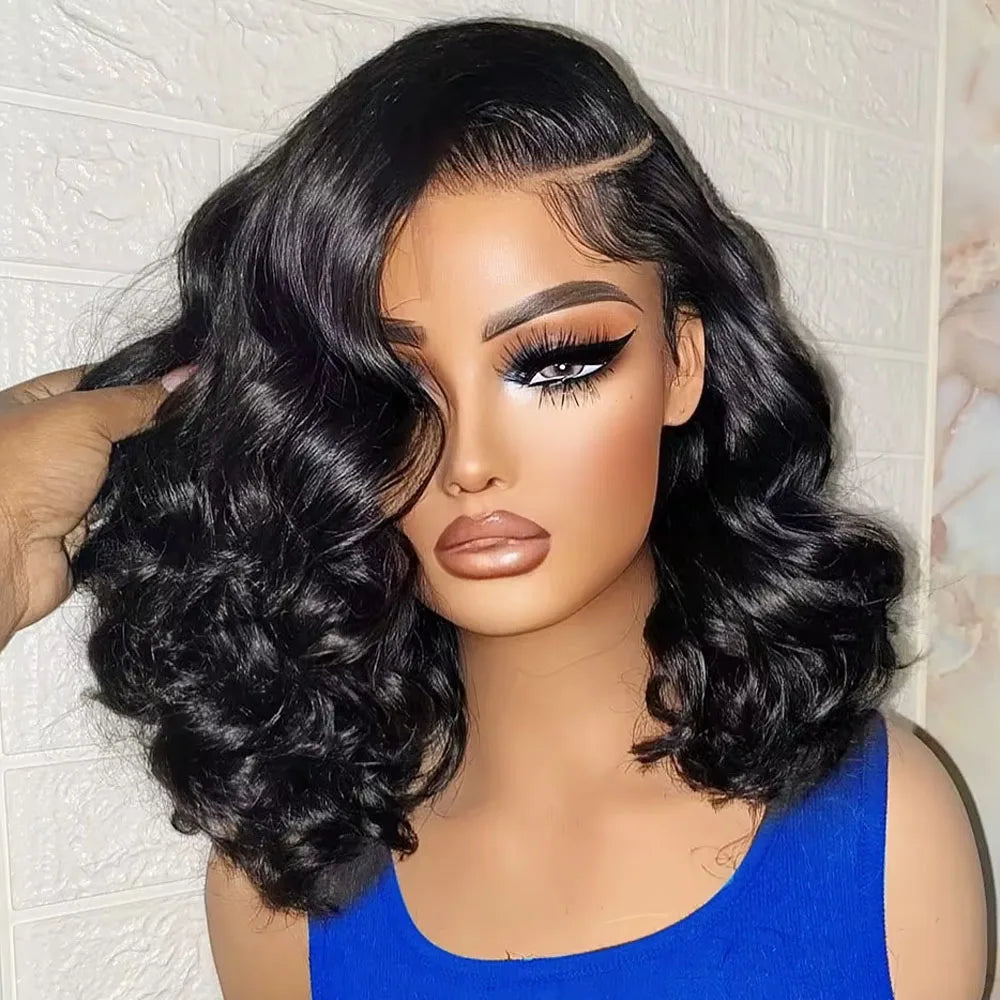 220% Density Body Wave Wear And Go Glueless Human Hair Wigs Bob Wigs For Women Ready To Wear Pre Cut 13x4 Front Wig No Lace