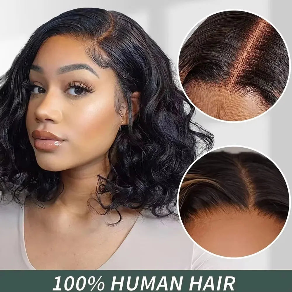 220% Density Body Wave Wear And Go Glueless Human Hair Wigs Bob Wigs For Women Ready To Wear Pre Cut 13x4 Front Wig No Lace