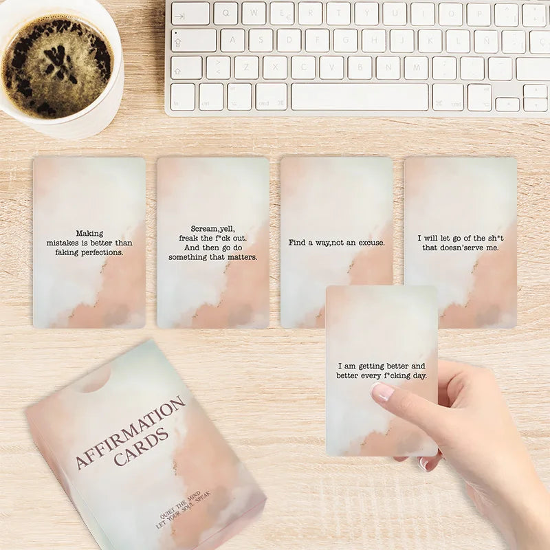 1Pcs Soft Pastel Affirmation Cards Deck, Daily Positive Quotes for Self-Love & Mindfulness, Calming Watercolor Style Cards for Inner Peace & Mental Wellness
