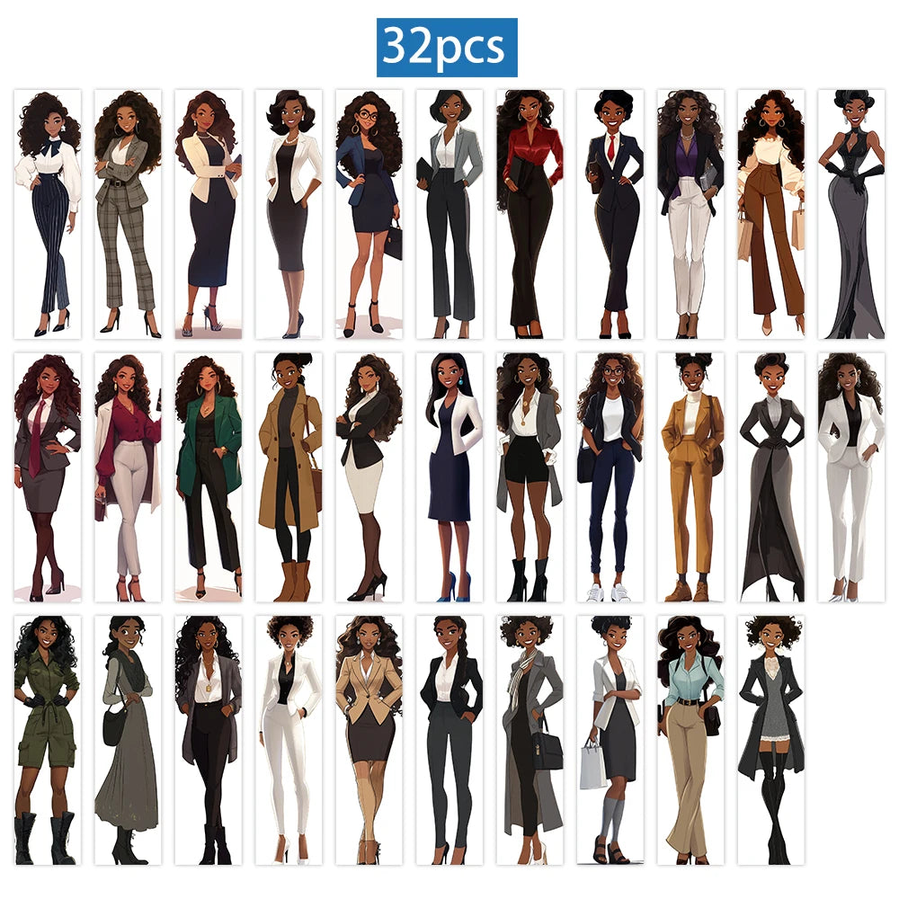 32pcs, Black Women Bookmarks, Christmas, Halloween, suitable for teachers, readers, and book lovers, birthday gifts.