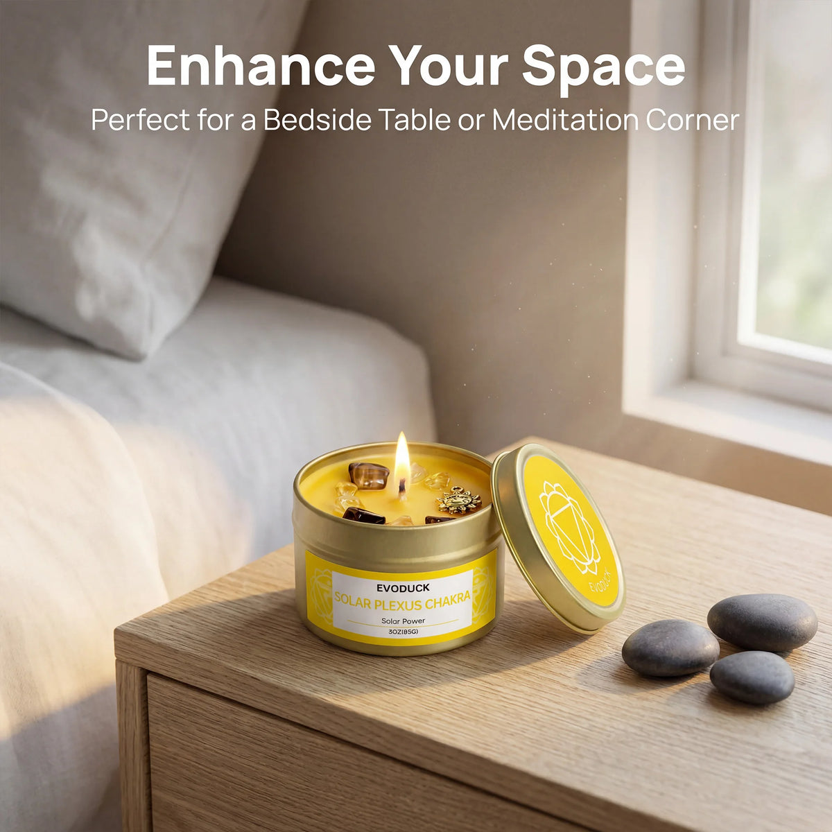 Rosemary Solar Plexus Chakra Candle, Meditation Aromatherapy Candle for Confidence Focus Relaxation Yoga Decor Home Decor Gift