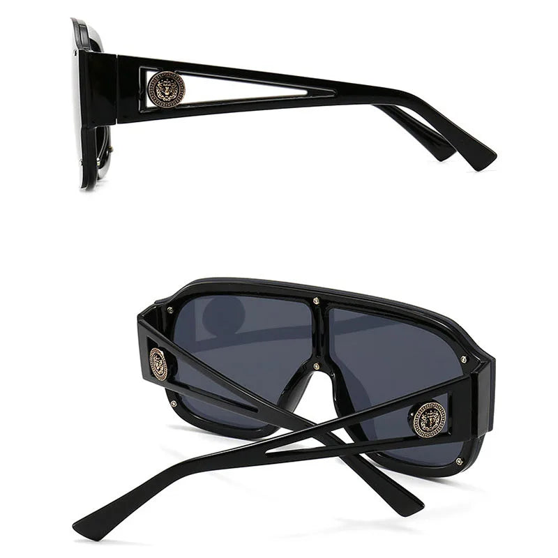 2022 Fashion Luxury Designer Oversized Square Sunglasses Men Women Vintage Big Frame Sun Glasses Mirror Rivet Shades UV400