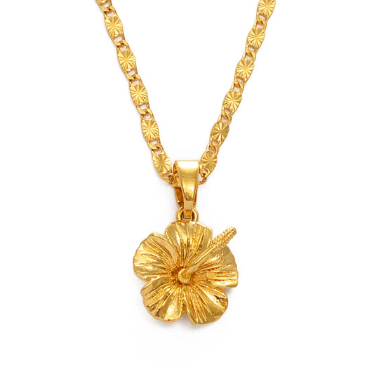 Anniyo Hawaiian Hibiscus Flower Pendant Necklace Marshallese Puerto Rico Guam Micronesia Pohnpei Jewelry Wedding Gifts #239606
