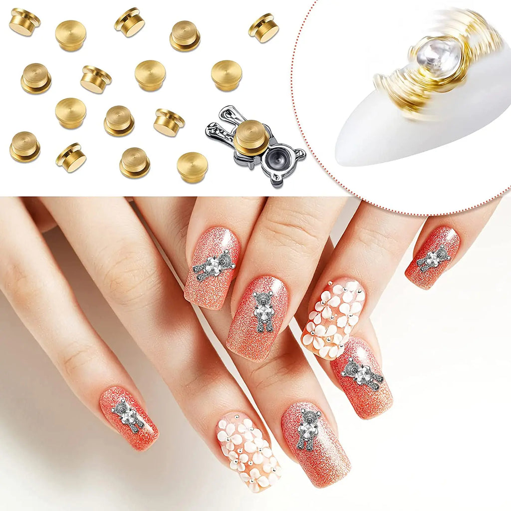 15 Pieces Spinning Nail Charms  3D Nail Art Rotating Charm Rotating Bearing Nail Art Tool Nail Rings Jewelry Rotating Nail Tools