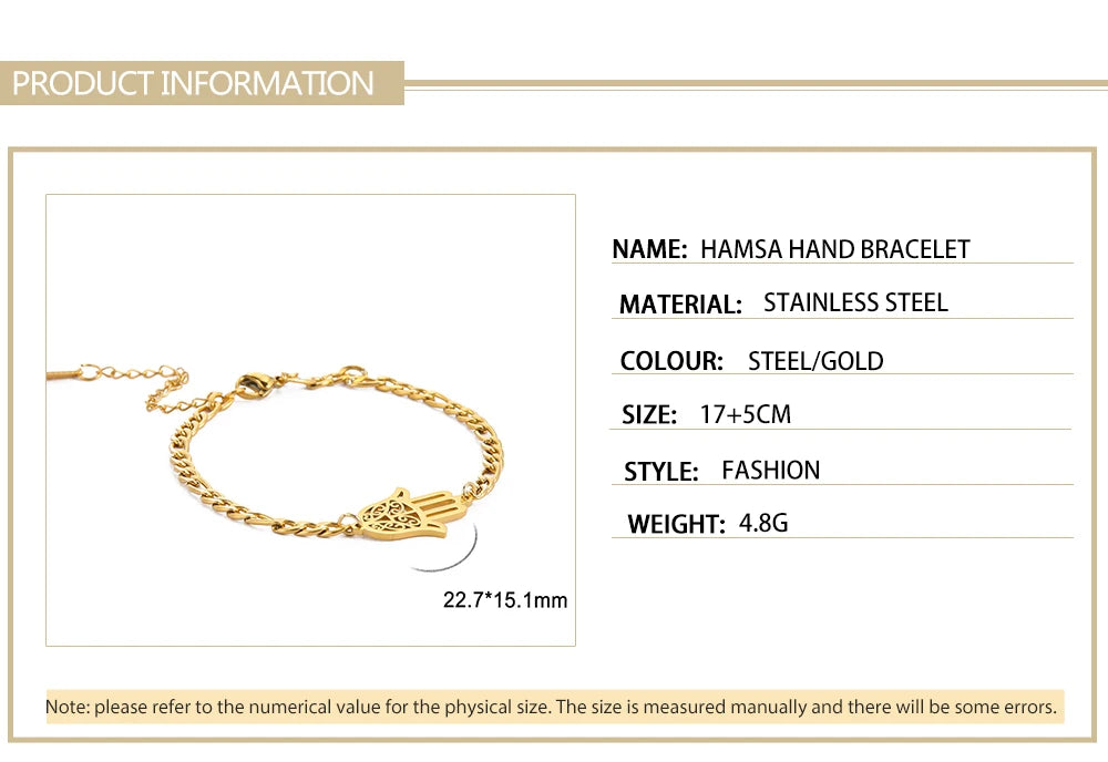 Skyrim Amulet Hamsa Hand of Fatima Bracelets on Hand Gold Color Women's Bracelet Stainless Steel Islamic Lucky Jewelry Gift 2025