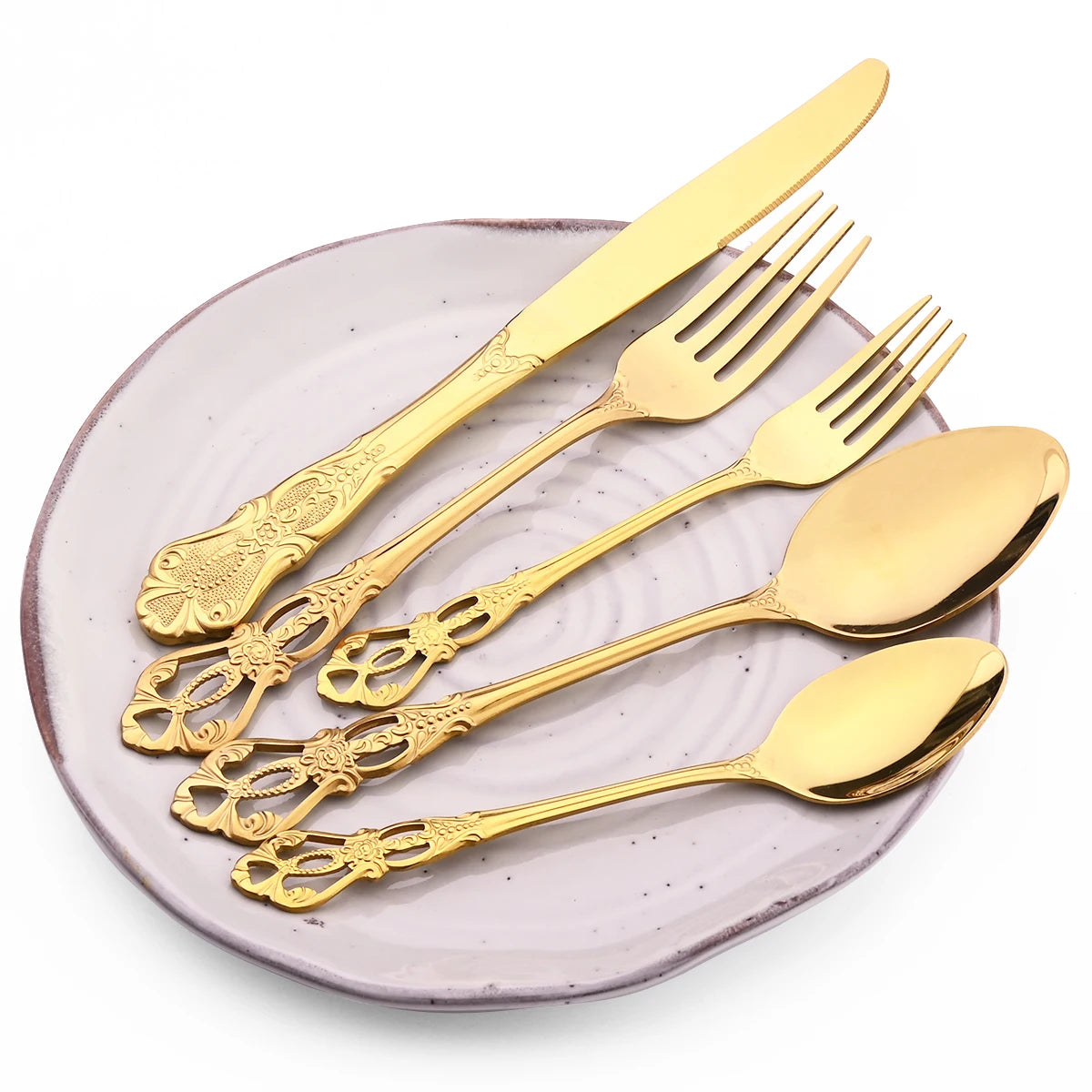 6/30Pcs Royal Colorful Dinnerware Set Knife Dessert Fork Spoon Cutlery Set Stainless Steel Silverware Kitchen Tableware Flatware
