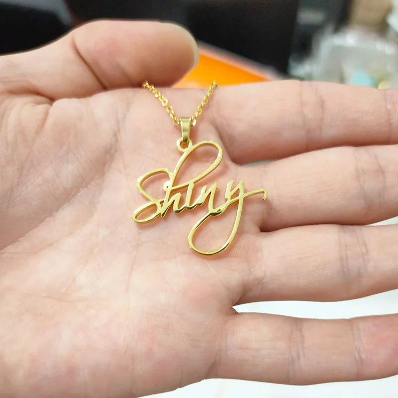 Custom name necklace Stainless Steel Personalized Privatecustom Gold Color Nameplate Pendant Choker For Women Special Gift