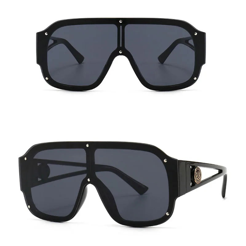 2022 Fashion Luxury Designer Oversized Square Sunglasses Men Women Vintage Big Frame Sun Glasses Mirror Rivet Shades UV400