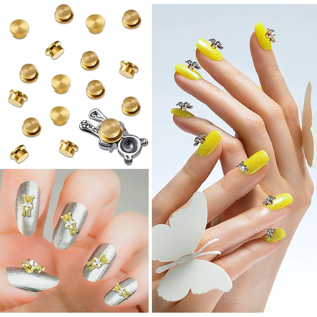 15 Pieces Spinning Nail Charms  3D Nail Art Rotating Charm Rotating Bearing Nail Art Tool Nail Rings Jewelry Rotating Nail Tools
