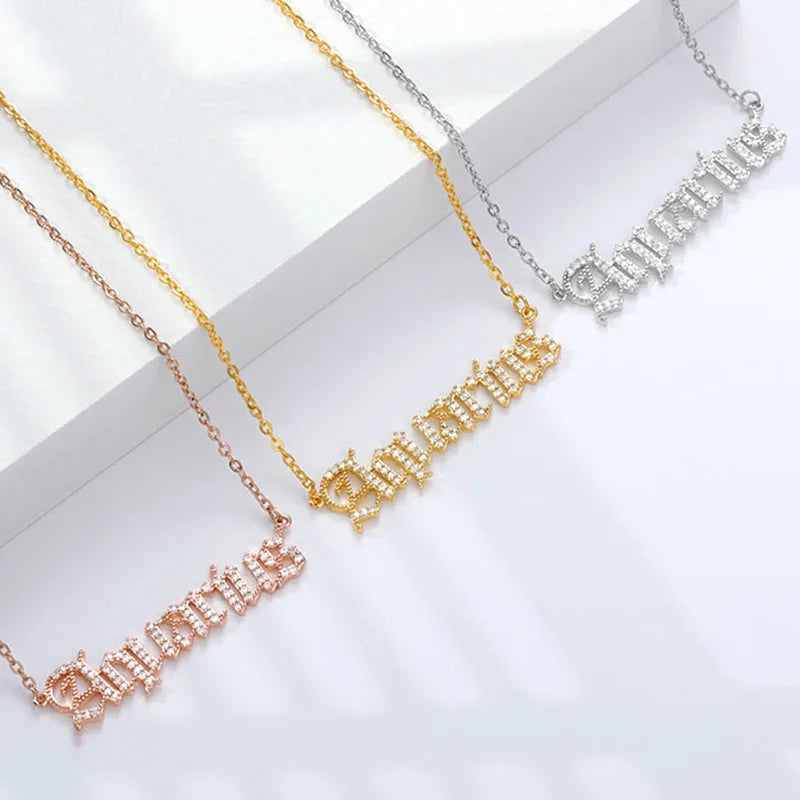 Zircon Letter Constellation Necklace For Women Stainless Steel Girl 12 Zodiac Necklaces Choker Alphabet Jewelry Bijoux Femme BFF