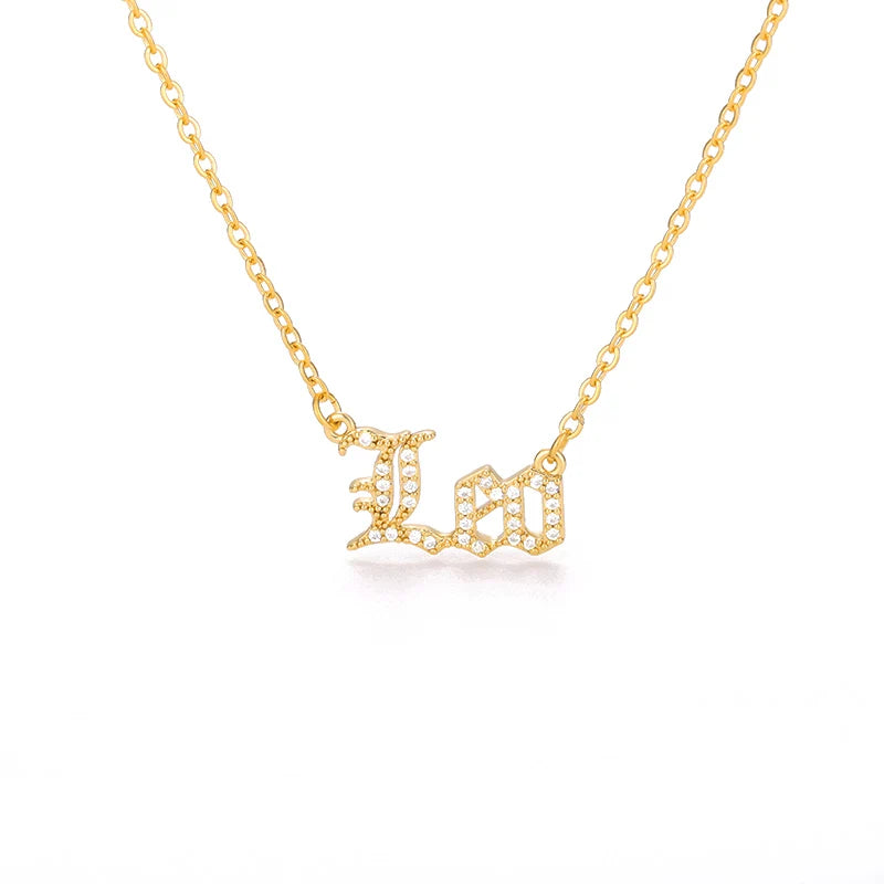 Zircon Letter Constellation Necklace For Women Stainless Steel Girl 12 Zodiac Necklaces Choker Alphabet Jewelry Bijoux Femme BFF