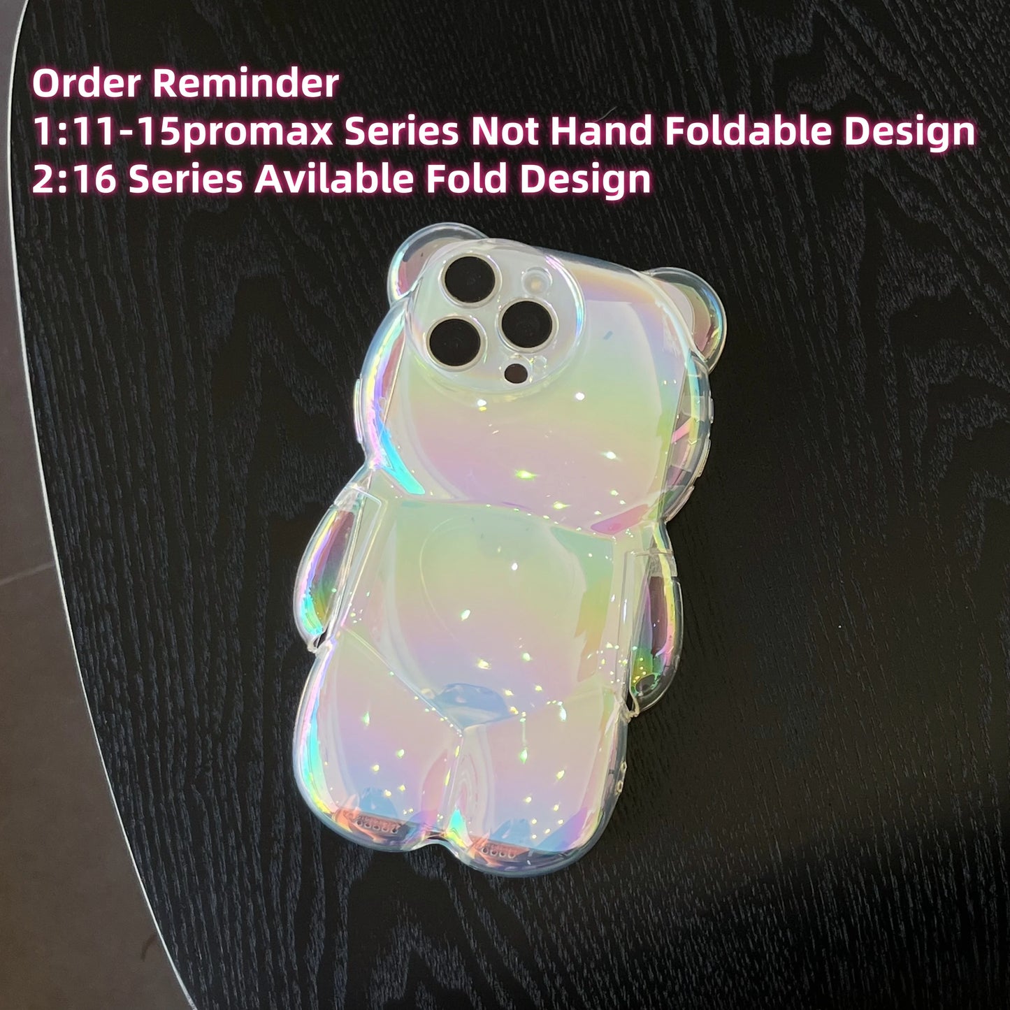 13D Electroplated Bear TPU Phone Case for iPhone 16 15 14 13 12 11 Promax Plus Cute Oil Print Shockproof Bumper Protection Cover