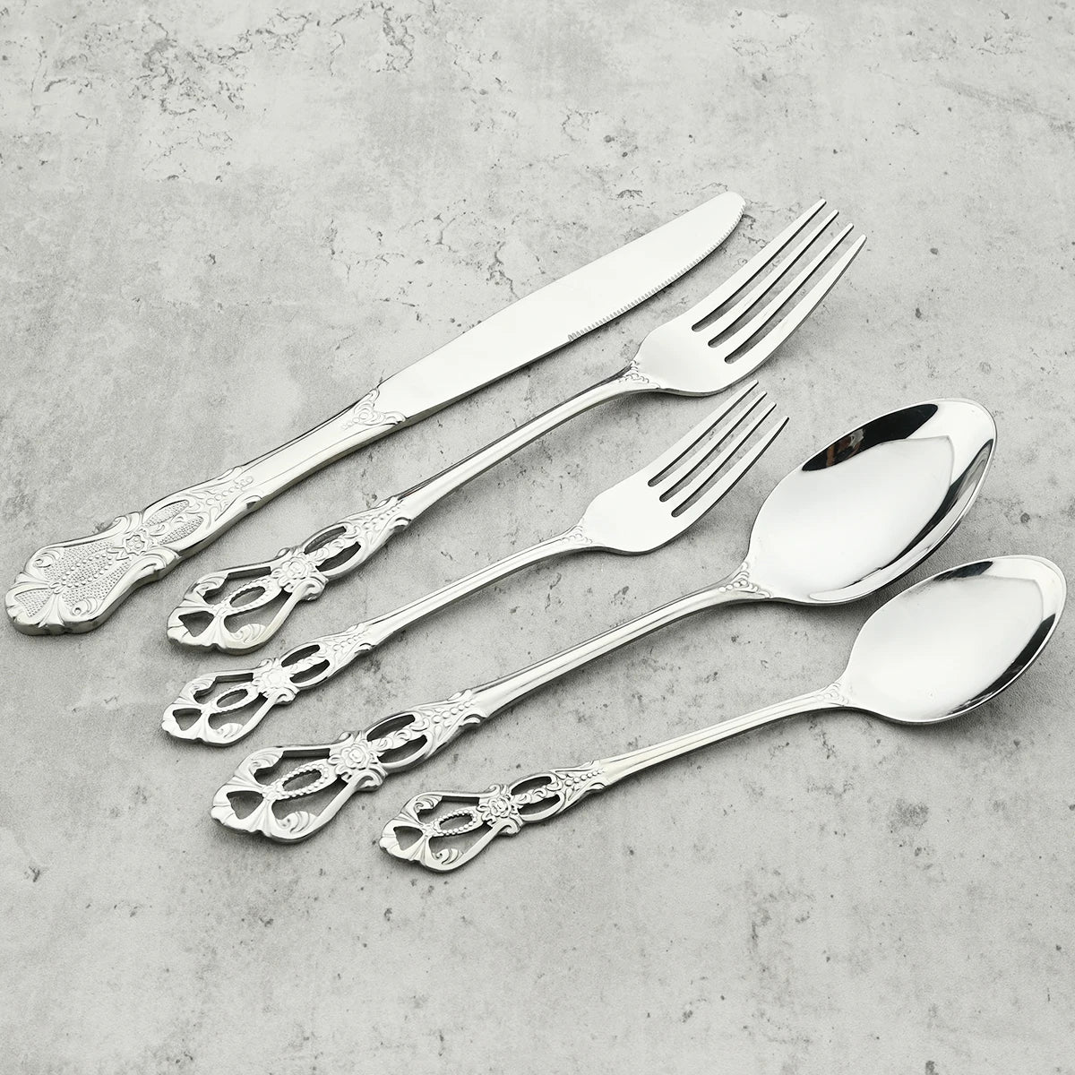 6/30Pcs Royal Colorful Dinnerware Set Knife Dessert Fork Spoon Cutlery Set Stainless Steel Silverware Kitchen Tableware Flatware
