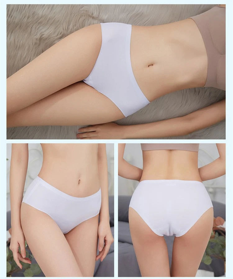 TrowBridge 10PCS/Set Women's Panties Solid Seamless Underwear Plus Size Comfortable Briefs Silk Satin Lingerie Health Underpants