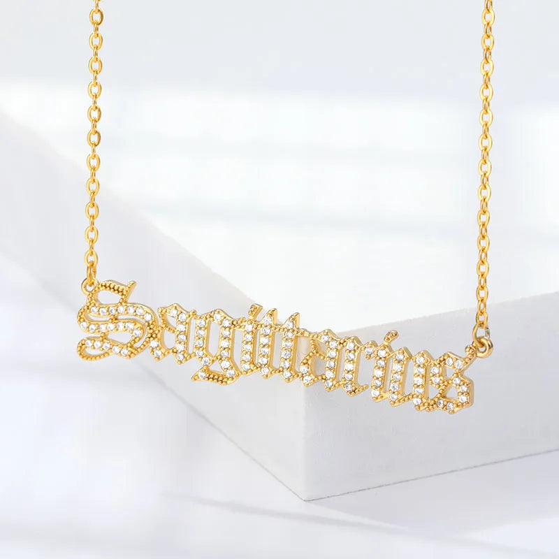 Zircon Letter Constellation Necklace For Women Stainless Steel Girl 12 Zodiac Necklaces Choker Alphabet Jewelry Bijoux Femme BFF