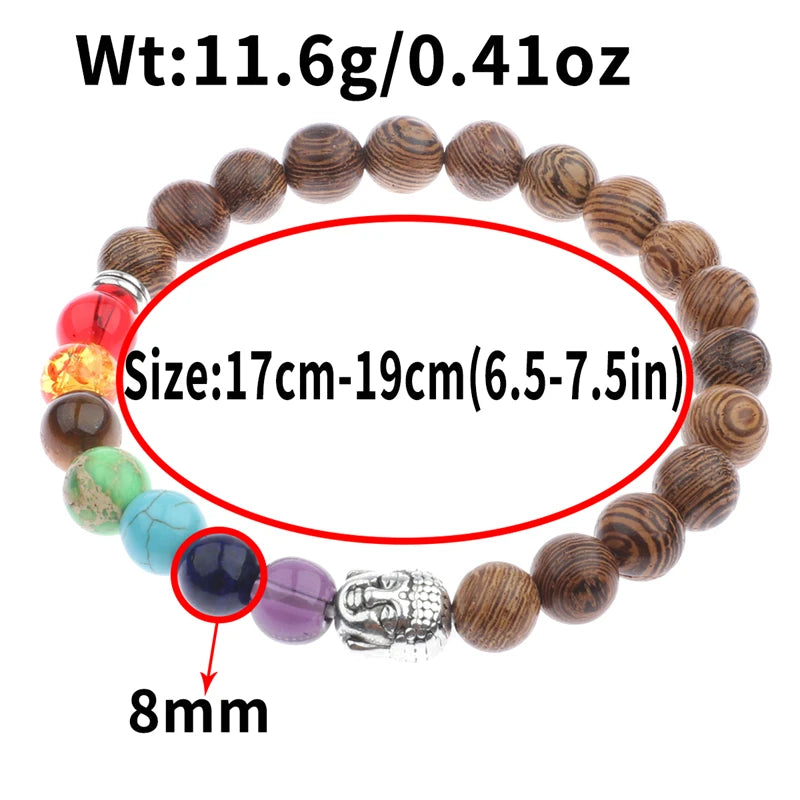 2020 Mens Natural Wooden&Buddha Beaded Bracelet 7 Chakra Yoga Meditation Bracelet Colorful Bracelets For Women ABJ002