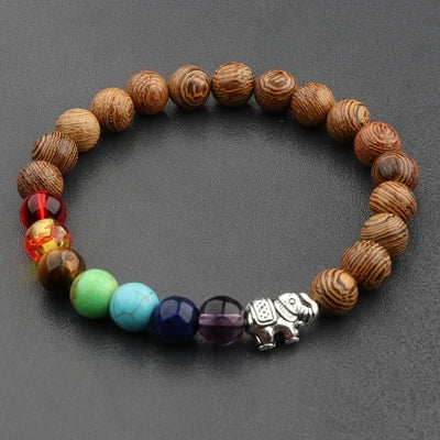 2020 Mens Natural Wooden&Buddha Beaded Bracelet 7 Chakra Yoga Meditation Bracelet Colorful Bracelets For Women ABJ002