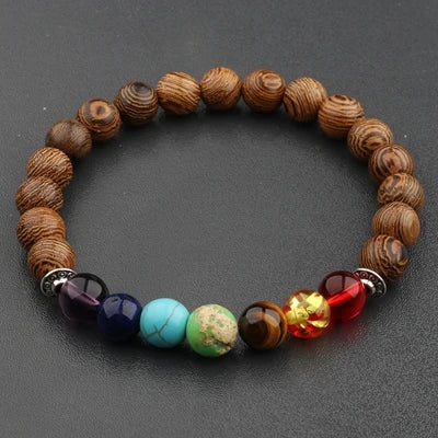 2020 Mens Natural Wooden&Buddha Beaded Bracelet 7 Chakra Yoga Meditation Bracelet Colorful Bracelets For Women ABJ002