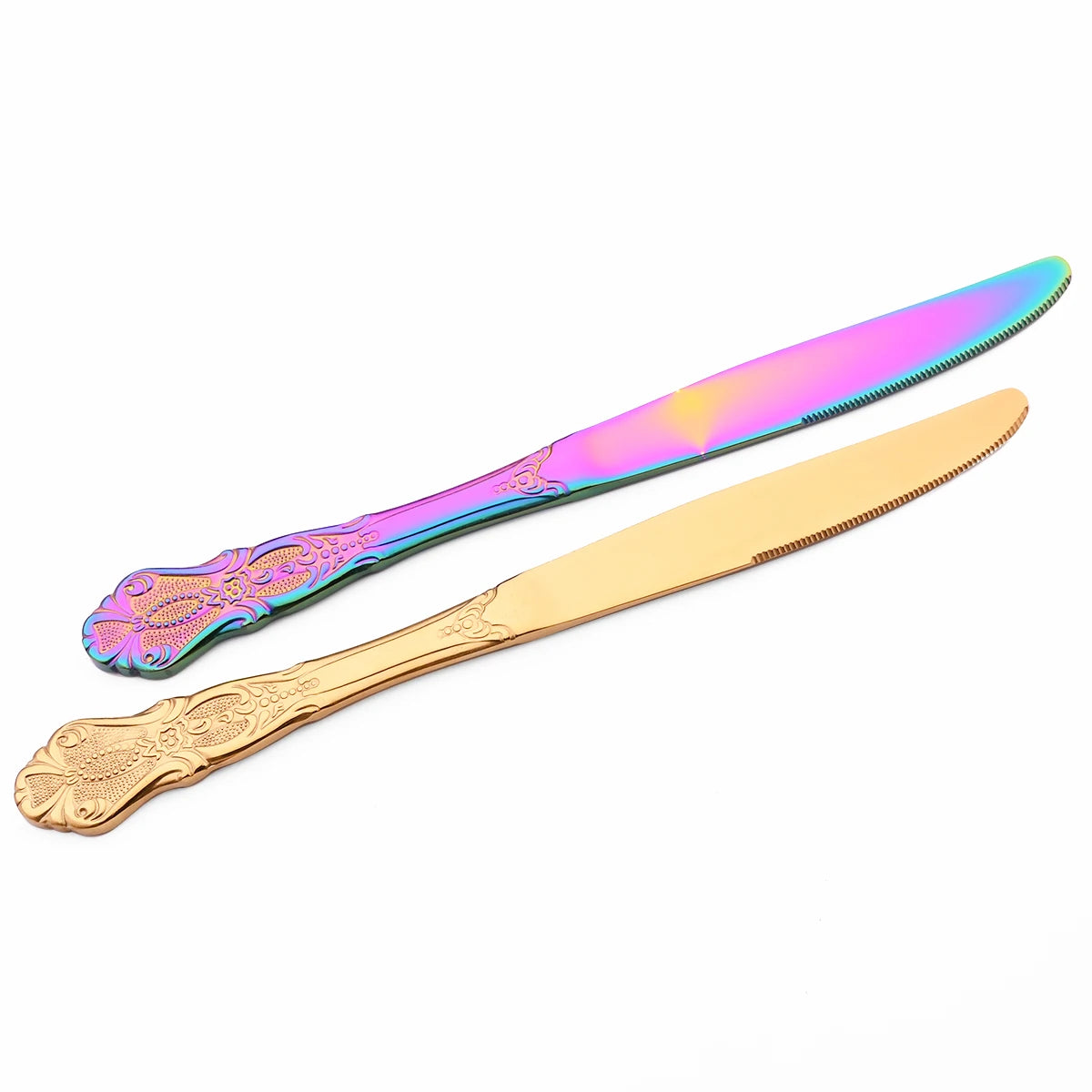 6/30Pcs Royal Colorful Dinnerware Set Knife Dessert Fork Spoon Cutlery Set Stainless Steel Silverware Kitchen Tableware Flatware